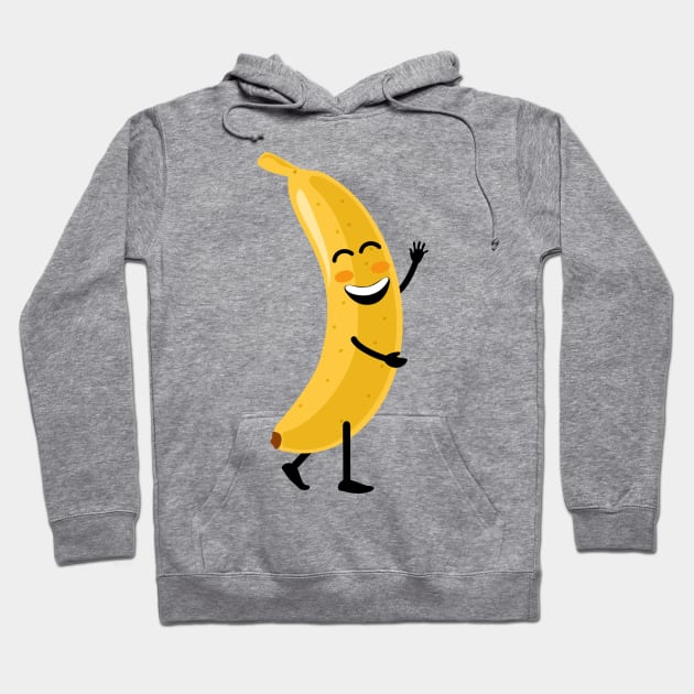 Funny happy cute dancing smiling banana Hoodie by marryslinter